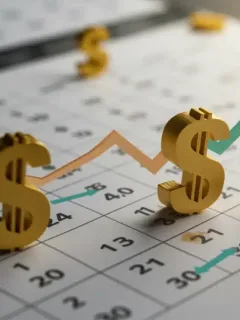 Calendar showing 2026 with dollar signs and upward graphs, representing the Social Security COLA increase and financial planning.