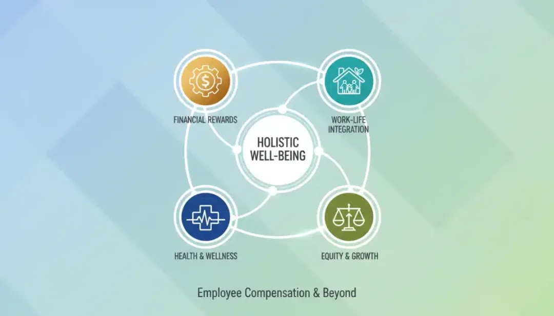 Infographic illustrating a holistic approach to diverse employee benefits.