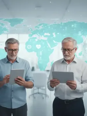 Diverse individuals accessing healthcare via telehealth platforms, symbolizing improved accessibility and modern health benefits.