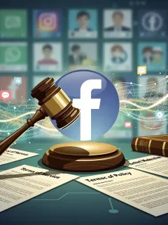 Gavel striking social media logo, symbolizing Section 230 reforms and tech regulation.
