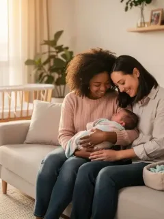 Family with newborn baby benefiting from parental leave
