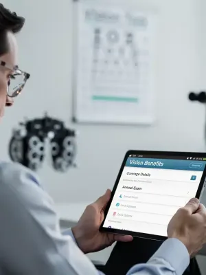 Person reviewing 2026 vision benefits on tablet. Your Vision Benefits.