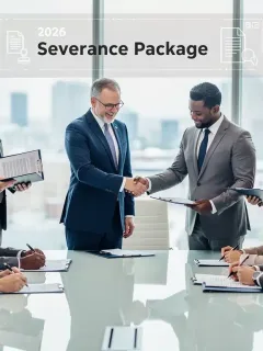 Professionals discussing severance package benefits in 2026