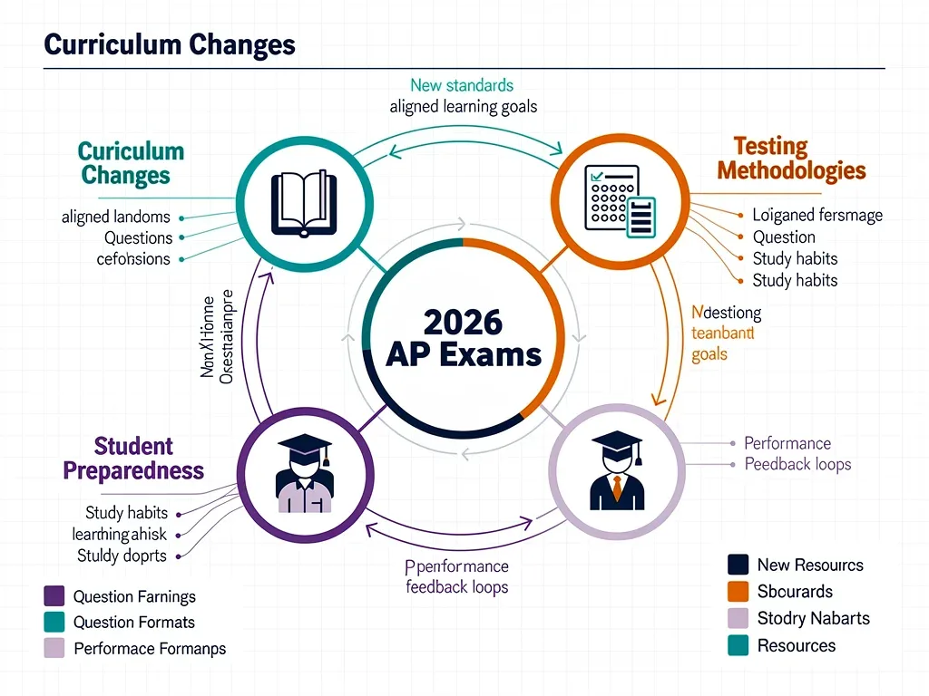 Infographic showing curriculum, testing, and student preparedness for 2026 AP exams.