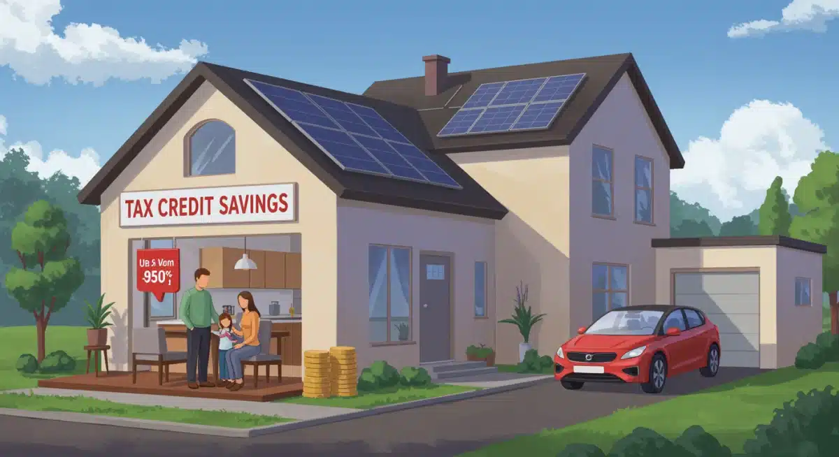Family in an energy-efficient home benefiting from renewable energy tax credits, illustrating household impact.