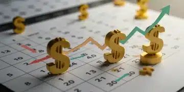 Calendar showing 2026 with dollar signs and upward graphs, representing the Social Security COLA increase and financial planning.