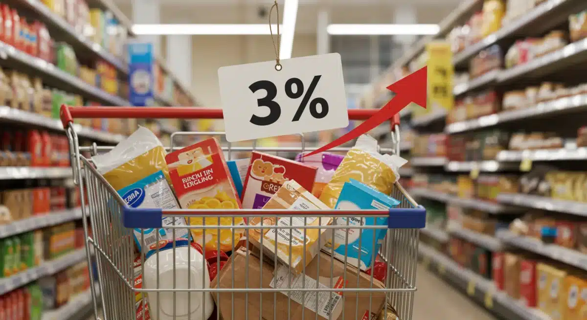 Grocery cart showing increased prices due to 2026 tariffs on imported goods.