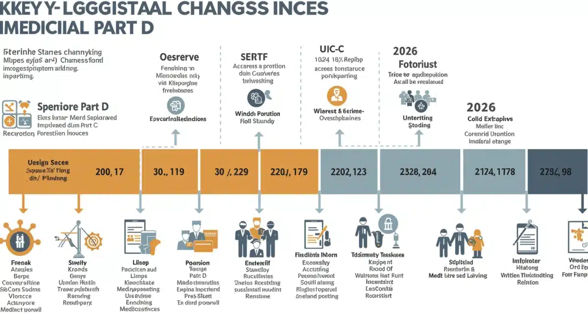 Infographic timeline of Medicare Part D legislative changes leading to 2026