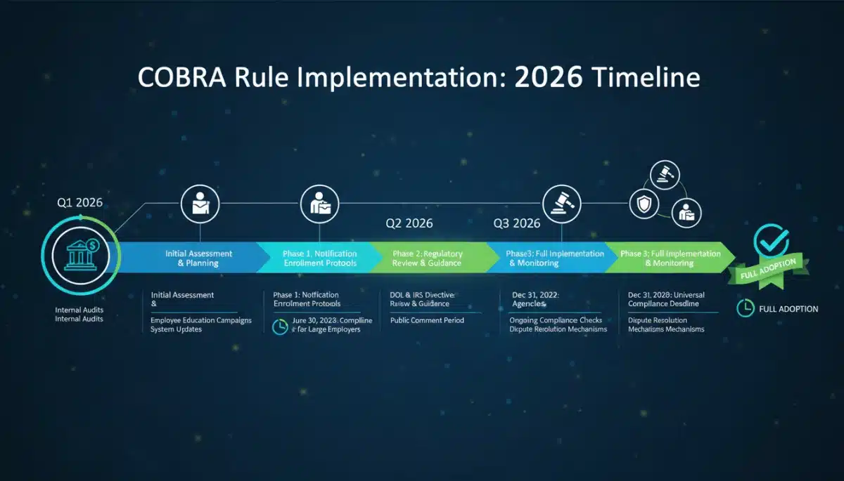 Timeline illustrating 2026 COBRA rule implementation phases