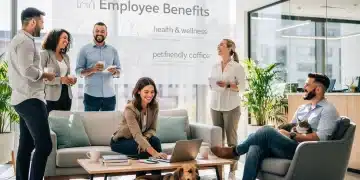 Employees with pets in an office, symbolizing pet insurance as an employee benefit in 2026.
