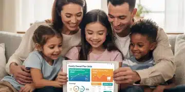 Family reviewing dental and vision benefits on a tablet for 2026