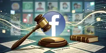 Gavel striking social media logo, symbolizing Section 230 reforms and tech regulation.