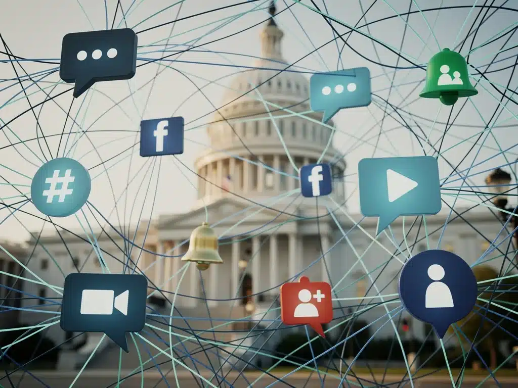 Tangled social media icons showing complex content moderation challenges.