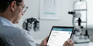 Person reviewing 2026 vision benefits on tablet. Your Vision Benefits.
