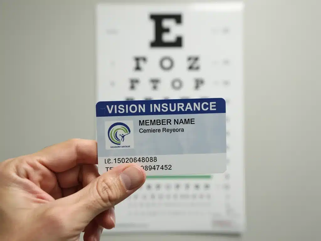 Hand holding vision insurance card