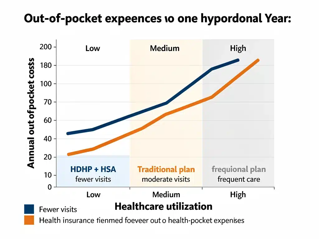 Out-of-pocket cost comparison between HDHP and traditional health plans in 2026.