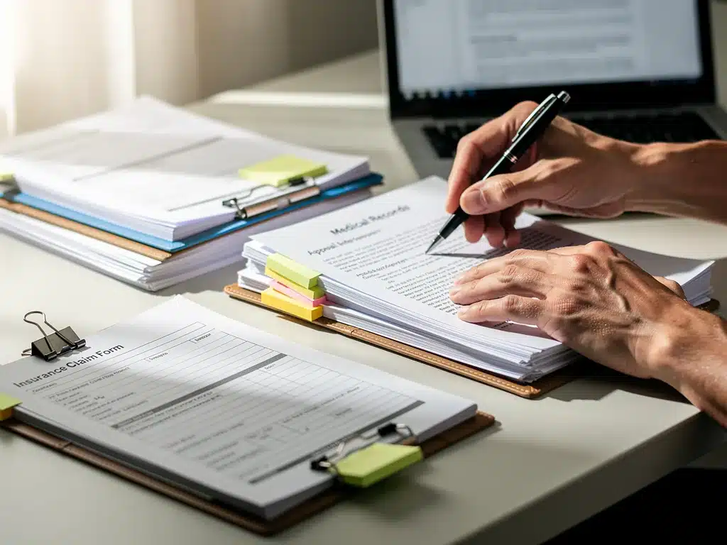 Organizing medical records and appeal documents for health insurance